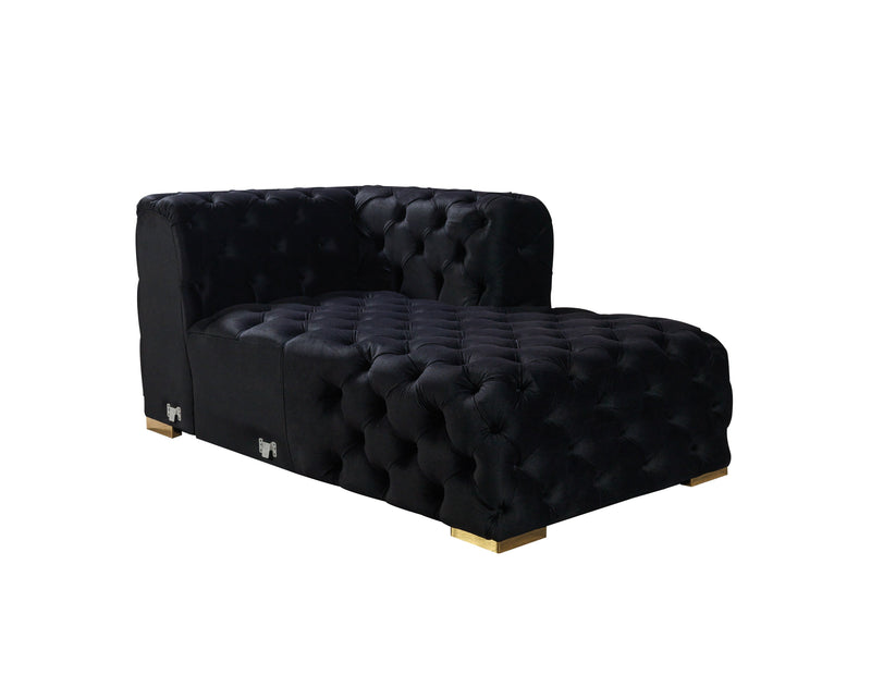Neva Black Velvet Double Chaise Sectional - Gate FurnitureSectional