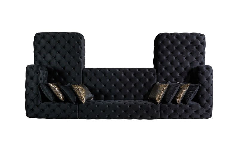 Neva Black Velvet Double Chaise Sectional - Gate FurnitureSectional