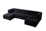 Neva Black Velvet Double Chaise Sectional - Gate FurnitureSectional