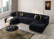 Neva Black Velvet Double Chaise Sectional - Gate FurnitureSectional