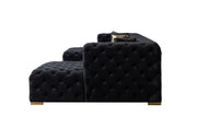 Neva Black Velvet Double Chaise Sectional - Gate FurnitureSectional