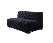 Neva Black Velvet Double Chaise Sectional - Gate FurnitureSectional