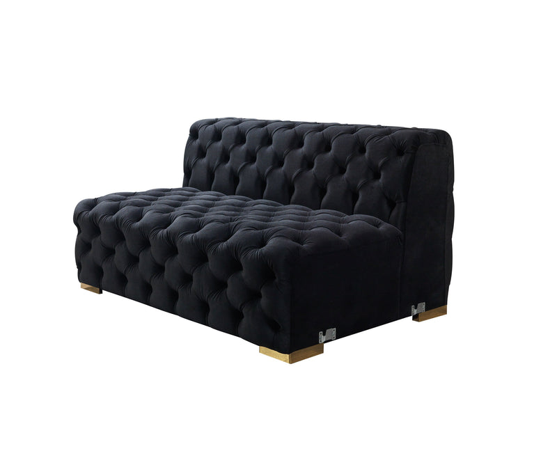 Neva Black Velvet Double Chaise Sectional - Gate FurnitureSectional