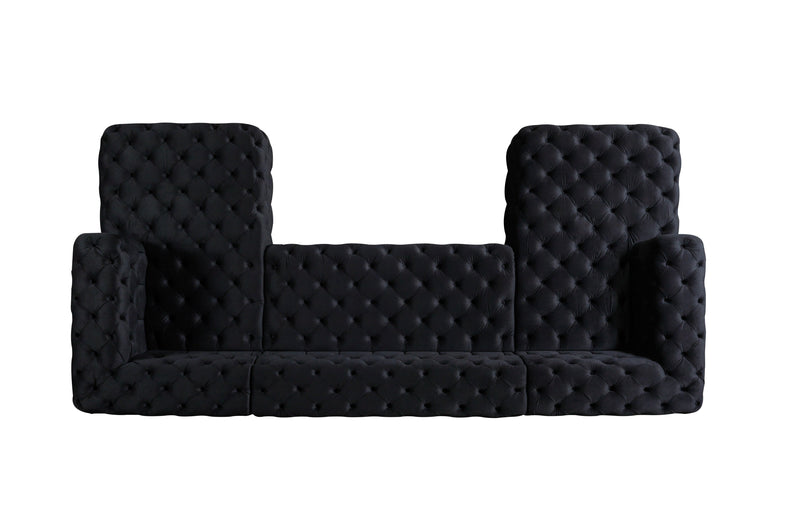 Neva Black Velvet Double Chaise Sectional - Gate FurnitureSectional
