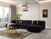 Neva Black Velvet Double Chaise Sectional - Gate FurnitureSectional