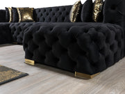 Neva Black Velvet Double Chaise Sectional - Gate FurnitureSectional