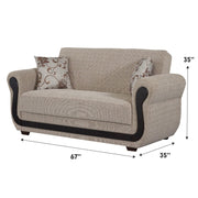 Newark 67 in. Convertible Sleeper Loveseat in Beige with Storage - Gate FurnitureLoveseat