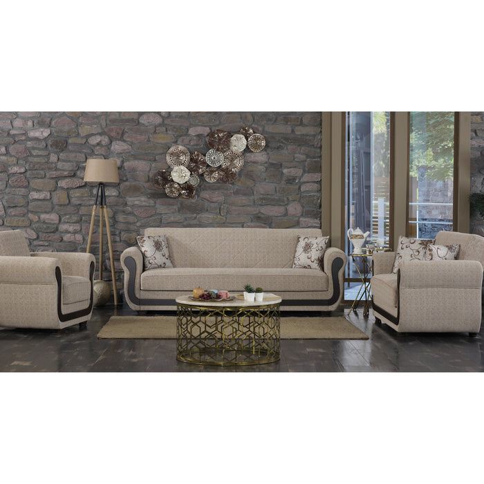 Newark 91 in. Convertible Sleeper Sofa in Beige with Storage - SB-NEWARK - Gate Furniture