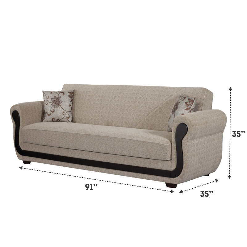 Newark 91 in. Convertible Sleeper Sofa in Beige with Storage - Gate FurnitureSleeper Sofa