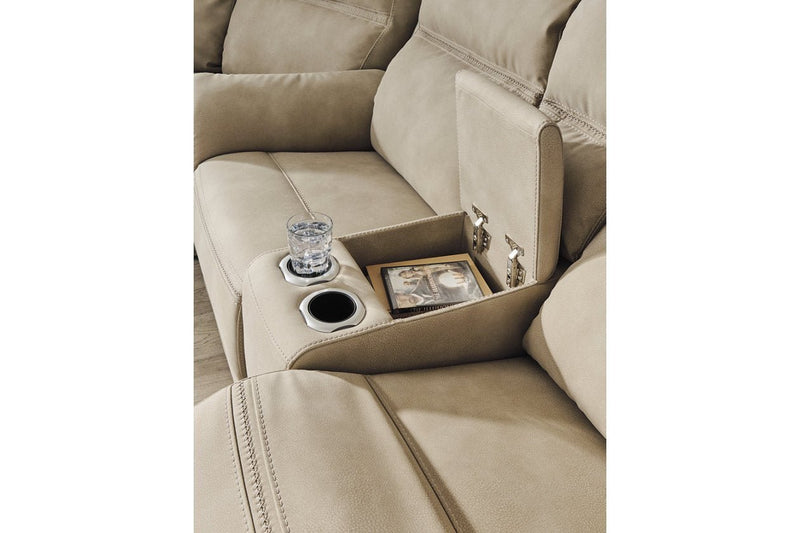 Next - Gen DuraPella Sand Power Reclining Loveseat with Console - Gate FurniturePower Reclining Loveseat