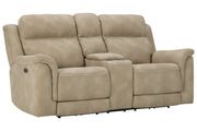 Next - Gen DuraPella Sand Power Reclining Loveseat with Console - Gate FurniturePower Reclining Loveseat