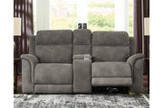 Next - Gen DuraPella Slate Power Reclining Loveseat with Console - Gate FurniturePower Reclining Loveseat