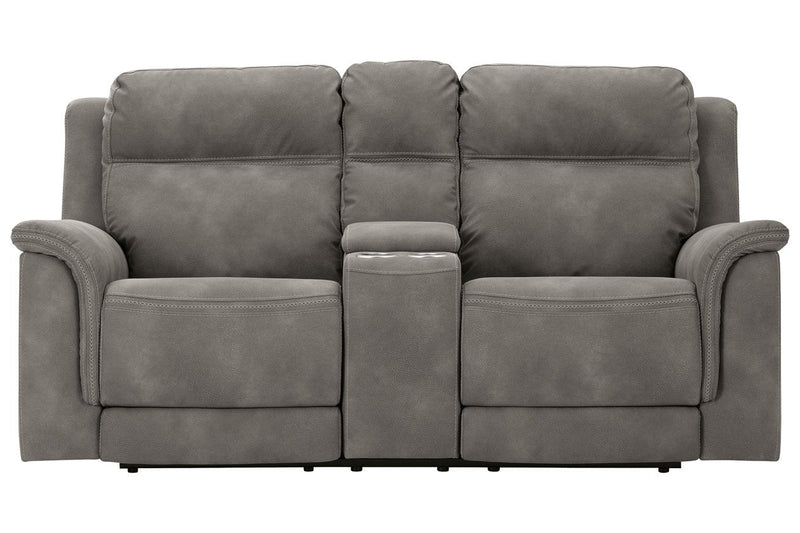 Next - Gen DuraPella Slate Power Reclining Loveseat with Console - Gate FurniturePower Reclining Loveseat