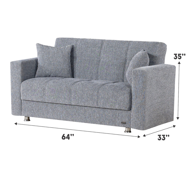 Niagara 64 in. Convertible Sleeper Loveseat in Gray with Storage - Gate FurnitureLoveseat