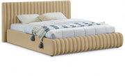 Nico Velvet King Bed Camel - Gate FurnitureKing Bed