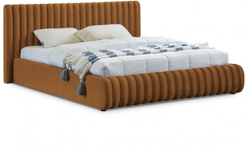 Nico Velvet King Bed Saddle - Gate FurnitureKing Bed