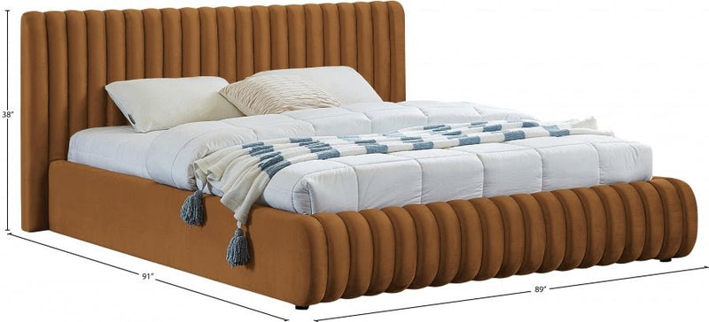 Nico Velvet King Bed Saddle - Gate FurnitureKing Bed