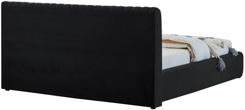 Nico Velvet Queen Bed Black - Gate FurnitureQueen Bed