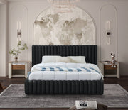 Nico Velvet Queen Bed Black - Gate FurnitureQueen Bed