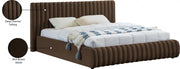 Nico Velvet Queen Bed Brown - Gate FurnitureQueen Bed
