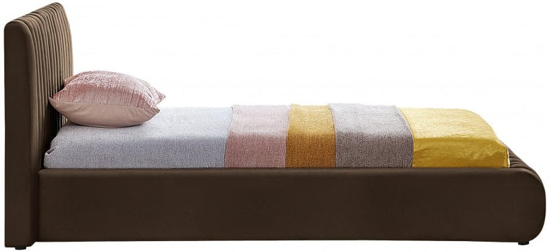 Nico Velvet Twin Bed Brown - Gate FurnitureTwin Bed