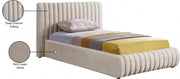 Nico Velvet Twin Bed Cream - Gate FurnitureTwin Bed