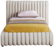 Nico Velvet Twin Bed Cream - Gate FurnitureTwin Bed
