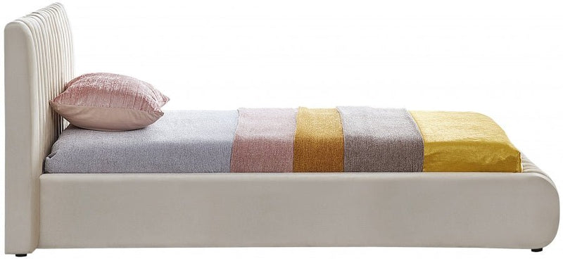 Nico Velvet Twin Bed Cream - Gate FurnitureTwin Bed