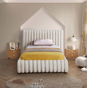 Nico Velvet Twin Bed Cream - Gate FurnitureTwin Bed
