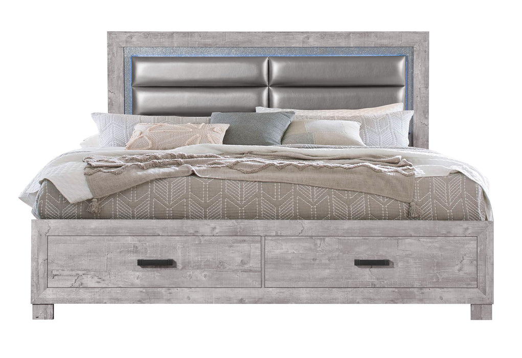 Nolan Grey King Bed, Dresser, Mirror, Nightstand - NOLAN-GREY-KB+DR+MR+NS - Gate Furniture