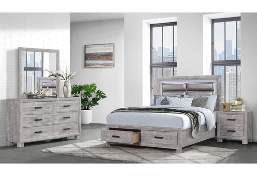 Nolan Grey Queen Bed, Dresser, Mirror, Nightstand - NOLAN-GREY-QB+DR+MR+NS - Gate Furniture