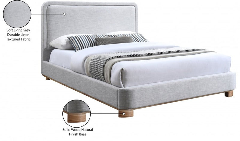 Nolita Linen Textured Fabric King Bed Grey - Gate FurnitureKing Bed