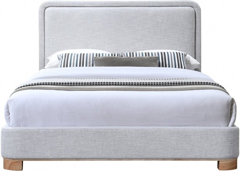 Nolita Linen Textured Fabric King Bed Grey - Gate FurnitureKing Bed