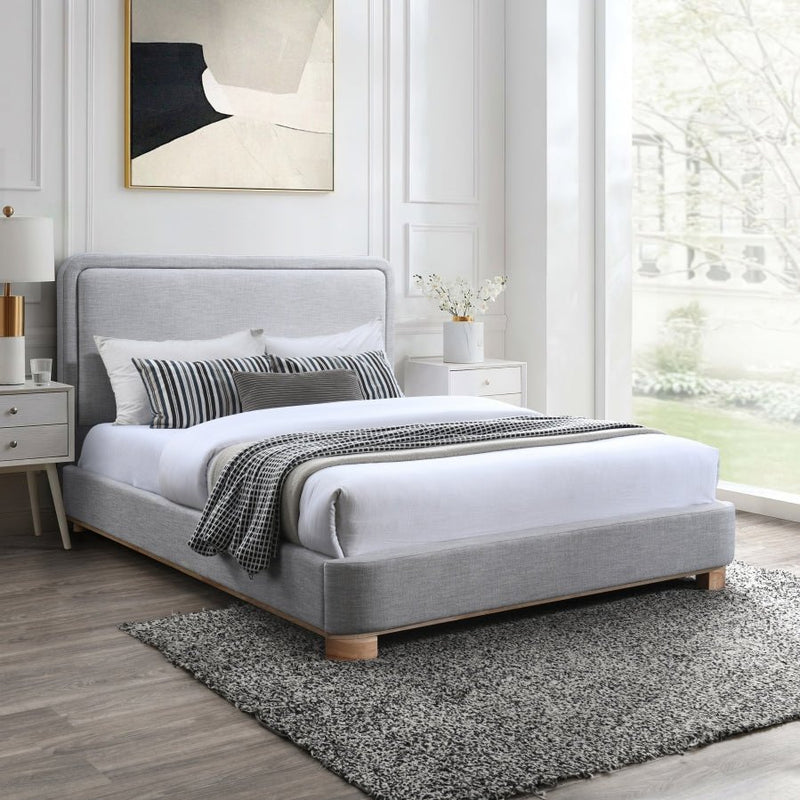 Nolita Linen Textured Fabric King Bed Grey - Gate FurnitureKing Bed