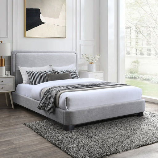 Nolita Linen Textured Fabric Queen Bed Grey - Gate FurnitureQueen Bed