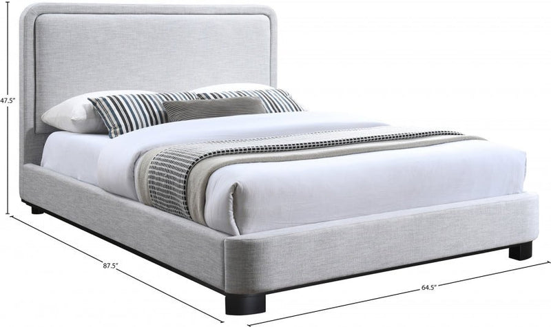 Nolita Linen Textured Fabric Queen Bed Grey - Gate FurnitureQueen Bed