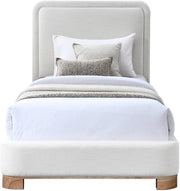Nolita Linen Textured Fabric Twin Bed Cream - Gate FurnitureTwin Bed