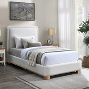 Nolita Linen Textured Fabric Twin Bed Cream - Gate FurnitureTwin Bed