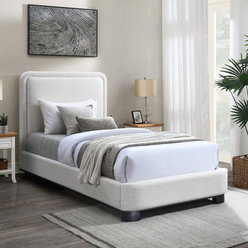 Nolita Linen Textured Fabric Twin Bed Cream - Gate FurnitureTwin Bed