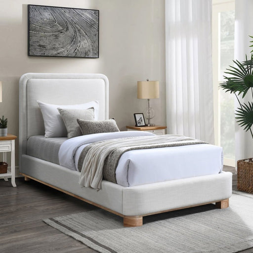 Nolita Linen Textured Fabric Twin Bed Cream - Gate FurnitureTwin Bed