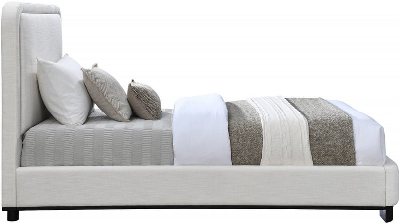 Nolita Linen Textured Fabric Twin Bed Cream - Gate FurnitureTwin Bed