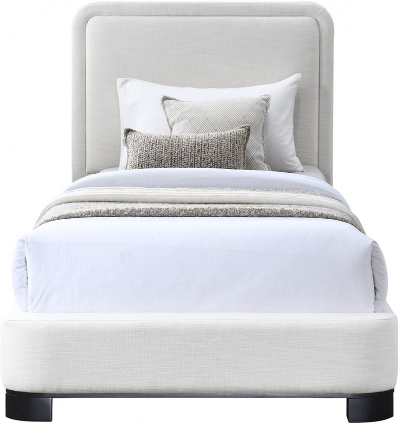Nolita Linen Textured Fabric Twin Bed Cream - Gate FurnitureTwin Bed