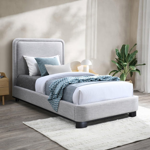 Nolita Linen Textured Fabric Twin Bed Grey - Gate FurnitureTwin Bed