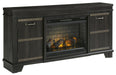 Noorbrook Black XL TV Stand w/Fireplace Option - Gate Furniture