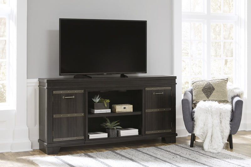 Noorbrook Black XL TV Stand w/Fireplace Option - Gate FurnitureTV Stand