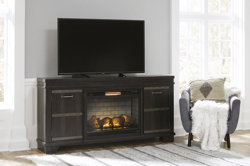 Noorbrook Black XL TV Stand w/Fireplace Option - Gate FurnitureTV Stand
