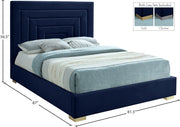 Nora Velvet King Bed Blue - Gate FurnitureKing Bed