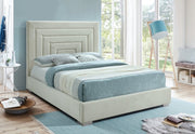 Nora Velvet King Bed Cream - Gate FurnitureKing Bed