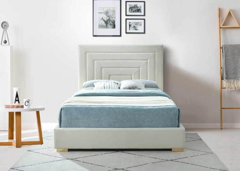 Nora Velvet King Bed Cream - Gate FurnitureKing Bed