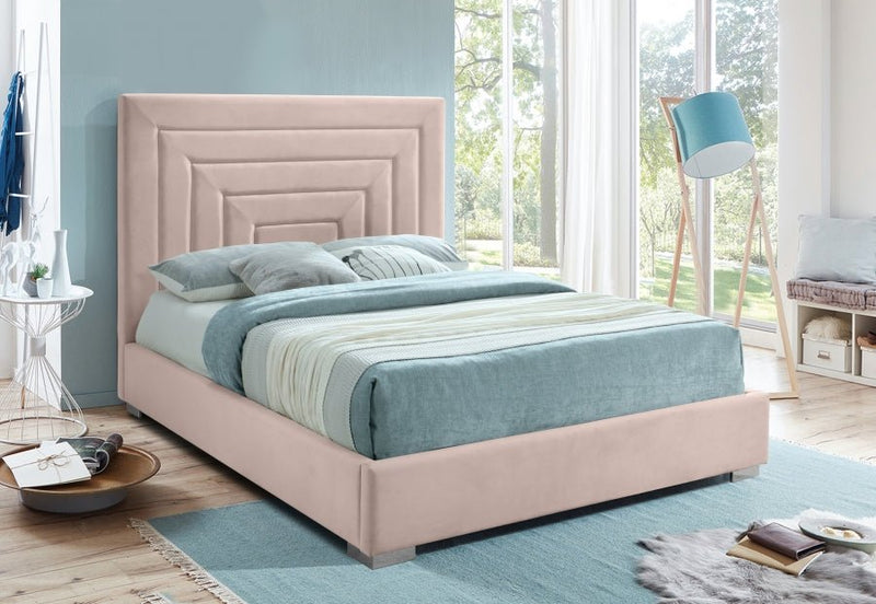 Nora Velvet King Bed Pink - Gate FurnitureKing Bed